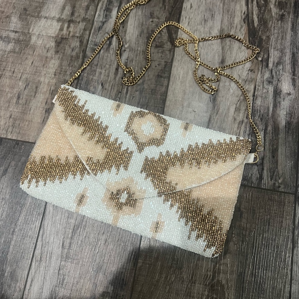 Beaded Clutch with Chain Strap